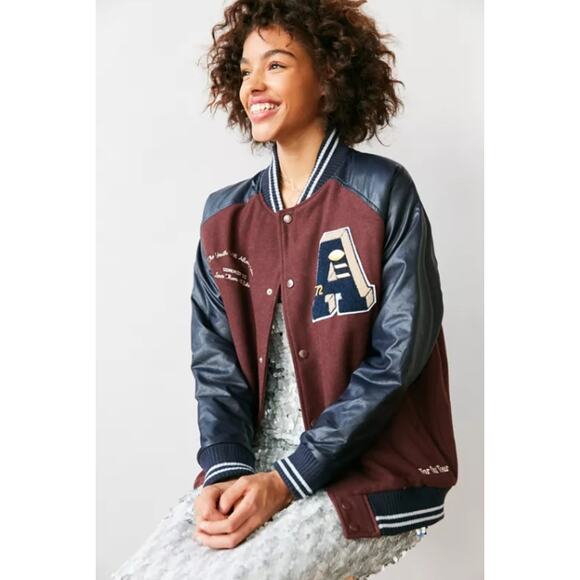 BDG Urban Outfitters True Winner Patched Varsity Jacket Oversized Football - Picture 3 of 16